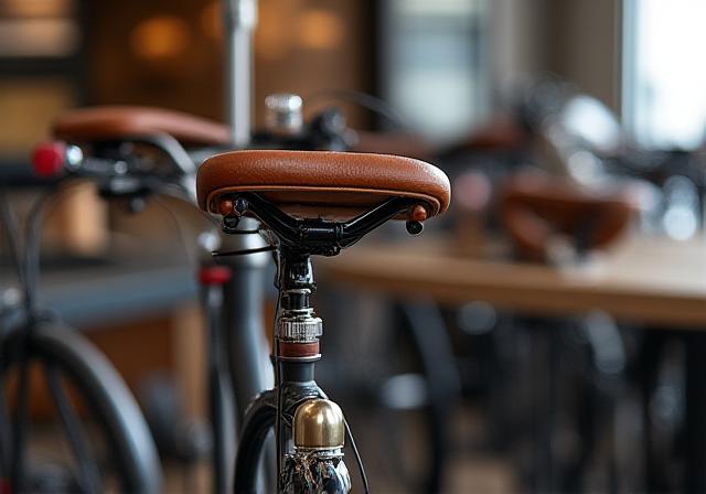 Accessori ciclistici di alta qualità esposti in officina
